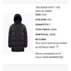 Aritzia Super Puff Mid - Black 2XL NWT